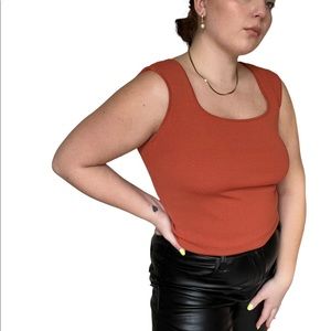 burnt orange square neck worktop